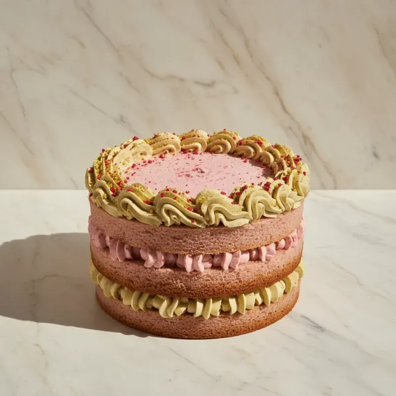 Tort naked malinowo-pistacjowy - Pracownia Kania
