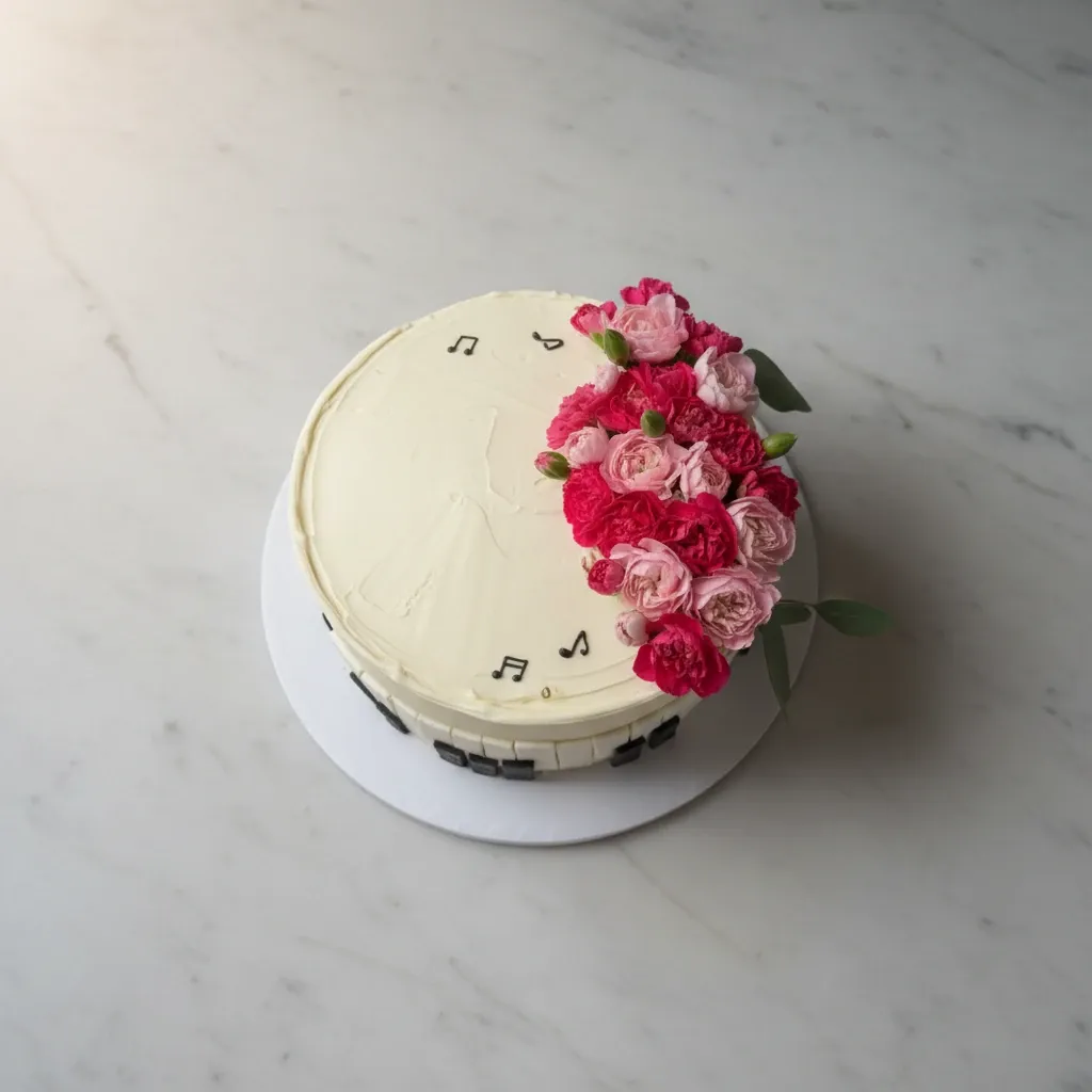 Tort pianino - widok z góry